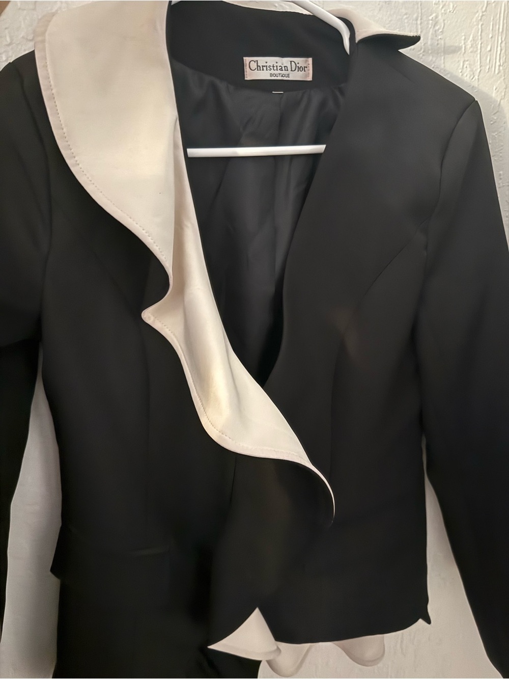Dior Black Jacket with Cream Ruffle Lapel
